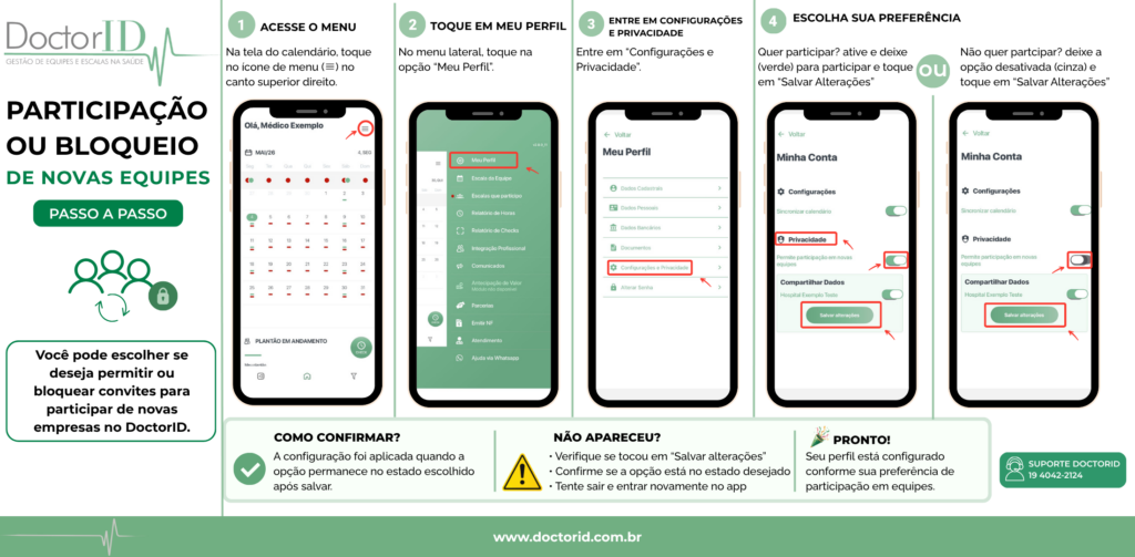 participaÇÃo ou bloqueio de novas equipes